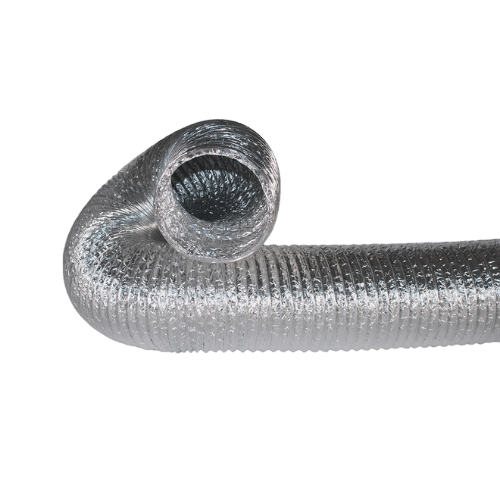 Maxi-Flex 10 m lang aus aluminium, gestaucht auf 1 m und mit 80 mm bis 180 mm Durchmesser
