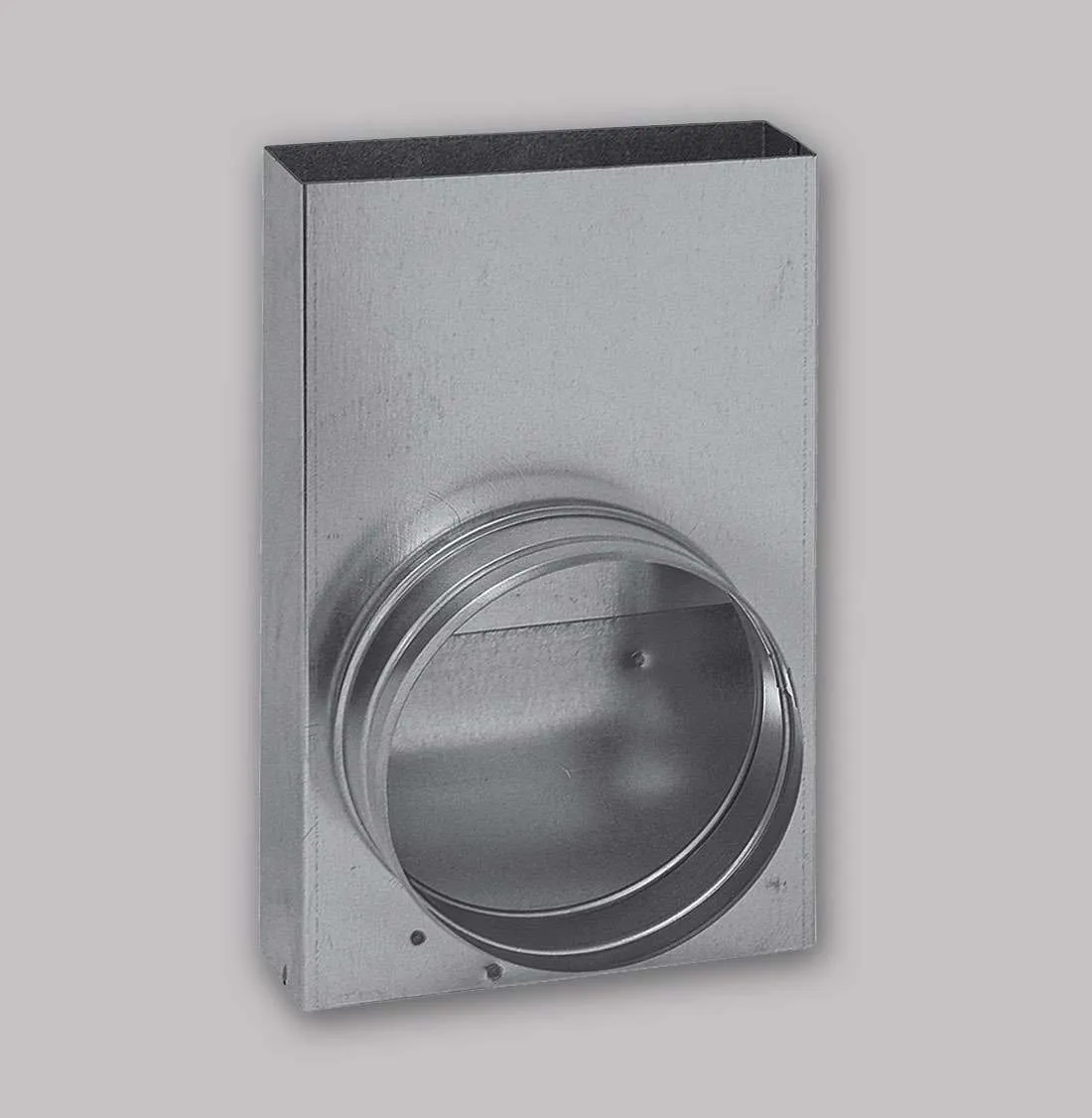 Flachkanal Übergang 150 bis 300 mm gross Ø 60 bis 160 mm Durchmesser aus galvanisiertem Stahl und 45° oder 90° Winkel