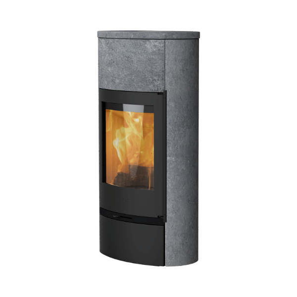 kamin lotus 35 m Sicht von vorne mit angemachtes feuer