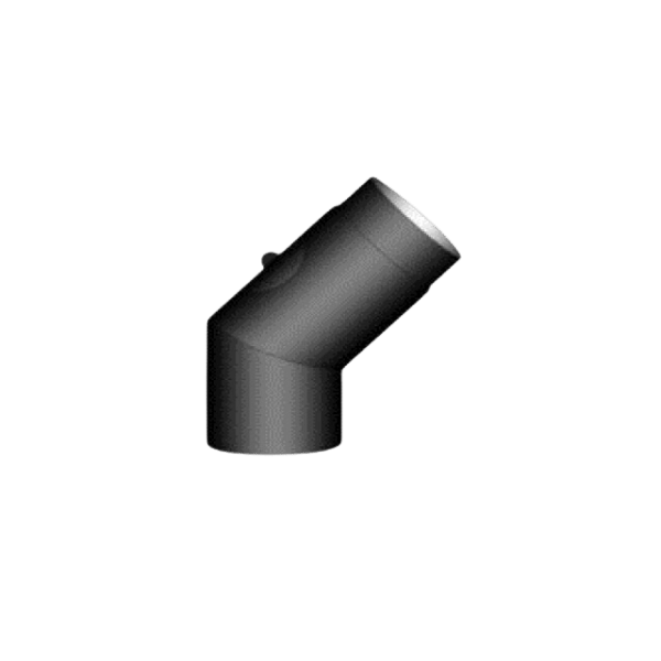 Ofenrohr Winkel 45° mit Tür in gussgrau und schwarz 120 mm bis 150 mm